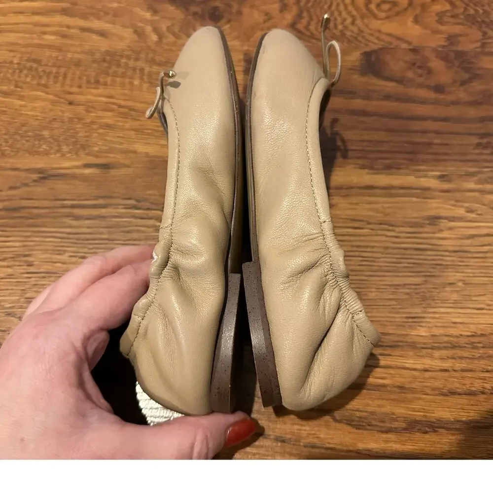 Sam Edelman Girls Felicia Leather Ballet Flats Beige - Size 12 Casual Comfort